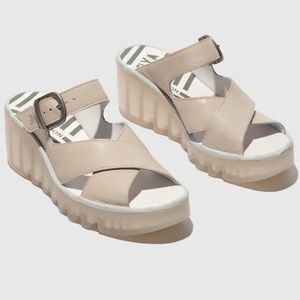 Fly London leather wedge mules - CLOUD